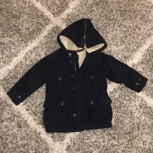 Baby Gap Navy Sherpa lined winter peacoat SZ 3T
